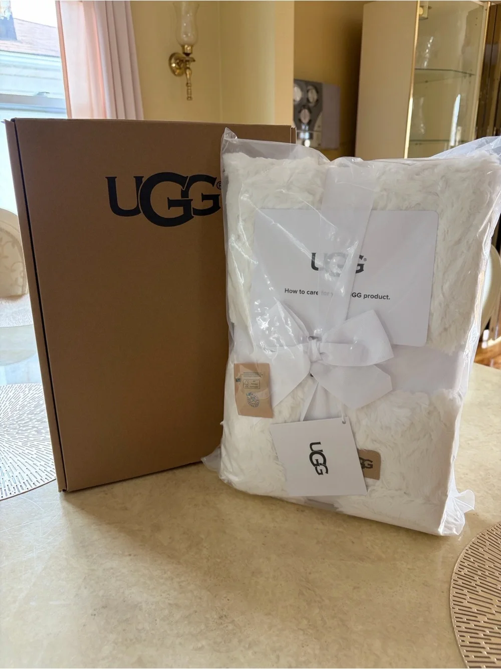 UGG White Plush Luxury Throw Blanket